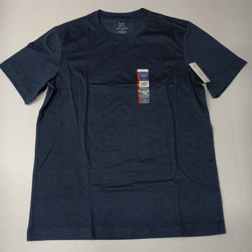 George Men T-Shirt Short Sleeve Size M Blue Moisture‎ Wicking